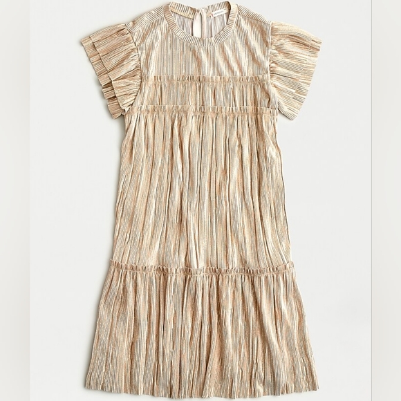 CREWCUTS Girls' Metallic Flutter-Sleeve dress With Ruffle Details Size 14 - Picture 1 of 8